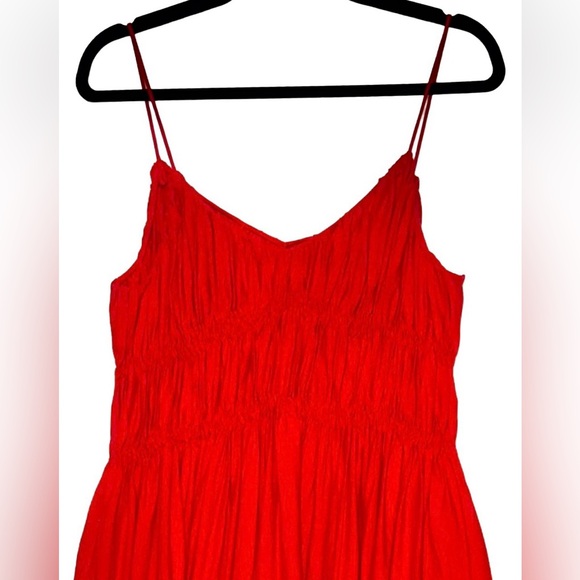 NEW Madewell Red Textured V-Neck Valentine’s Day Midi Dress with Pockets, Medium - Picture 8 of 15